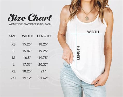 Bella Canvas 8800 Size Chart Mockup Womens Flowy Racerback Tank Sizing Chart Tank Top Size