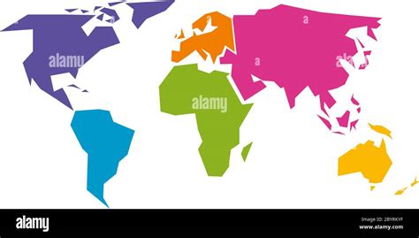 Carte Du Monde Simplifi E Divis E En Six Continents Am Rique Du Sud