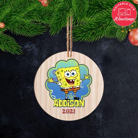 Spongebob Christmas Wood Ornament Gift | Wowtemp