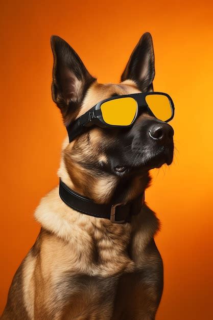 Un Perro Divertido Vestido Con Gafas De Sol En El Fondo Amarillo O