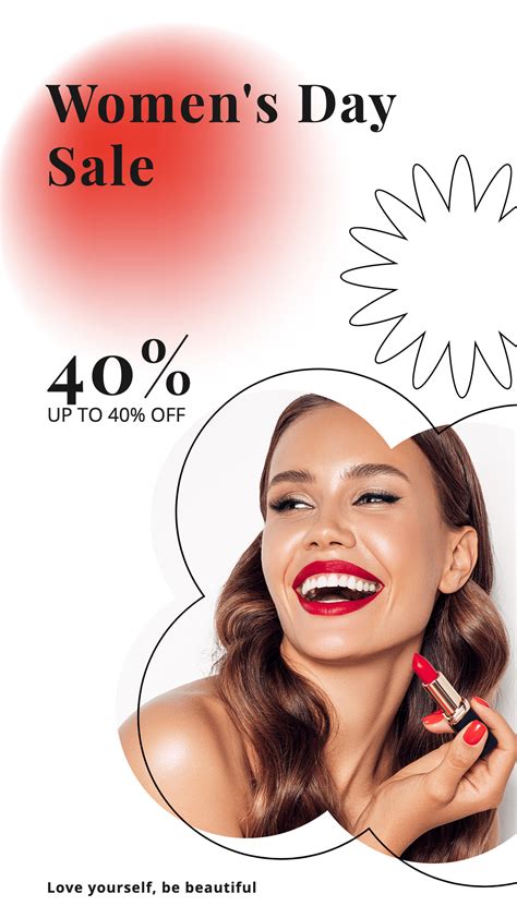 Womens Day Lipstick Beauty Sale Promotion Ecommerce Story图片模板素材 稿定设计