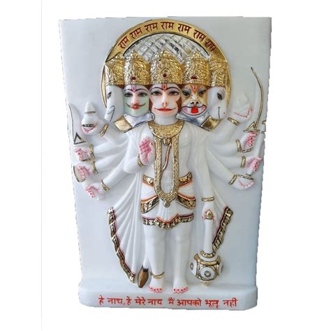 White Marble Panchmukhi Hanuman Statue For Home And Temple Size