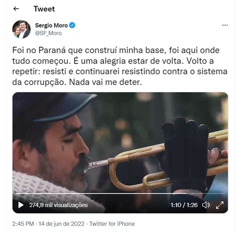 Justiça Determina Que Moro Exclua Trompetista Petista De Seu Vídeo