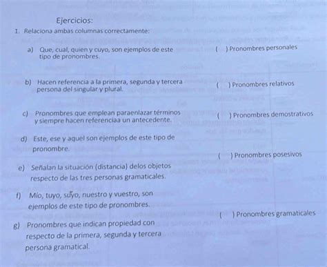 Resuelto Ejercicios Relaciona Ambas Columnas Correctamente A Que