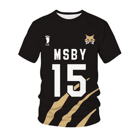 Anime Haikyuu Black MSBY Jackals Jersey Camiseta Cosplay Disfraz