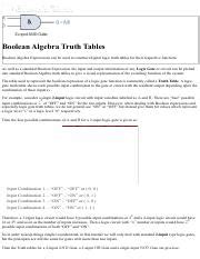 Understanding Boolean Algebra Truth Tables in Logic Circuits | Course Hero