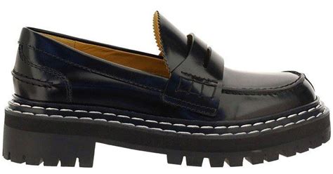 Proenza Schouler Leather Lug Sole Penny Loafers In Black Lyst