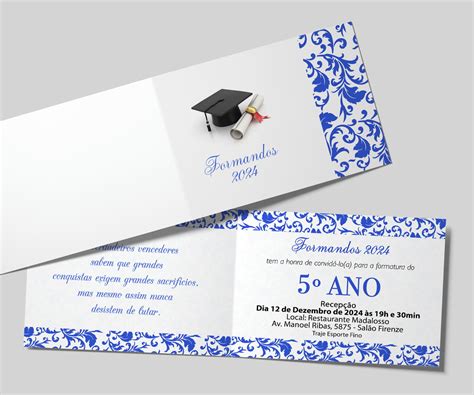 Convite De Formatura Ensino Fundamental Lindo Personalizado