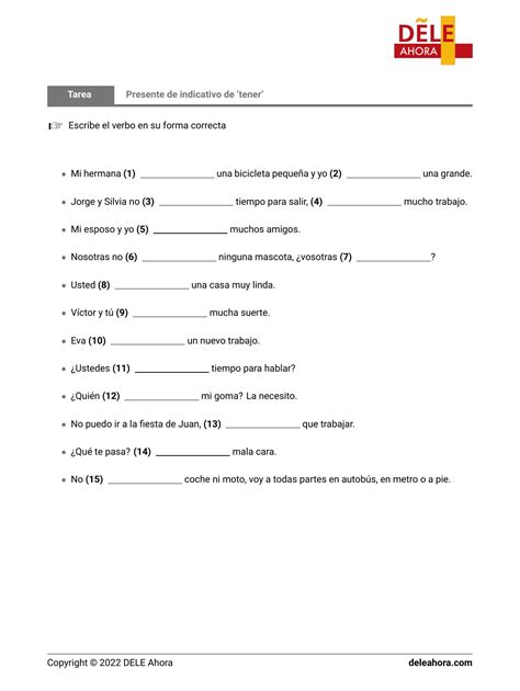 Presente De Indicativo De Tener Gramática • Dele Ahora