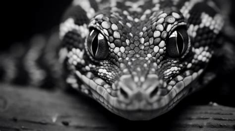 Premium Ai Image Eyecatching Black And White Snake Head Closeup Shot