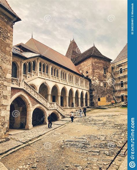 Vertical Shot Of The Corvin Castle Yards In Hunedoara Romania