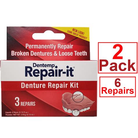 2 Pack Dentemp Repair It Permanent Lose Teeth Broken Denture Repair Kit