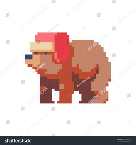 Bear Russian Hat Earflaps Pixel Art Stock Vector Royalty Free