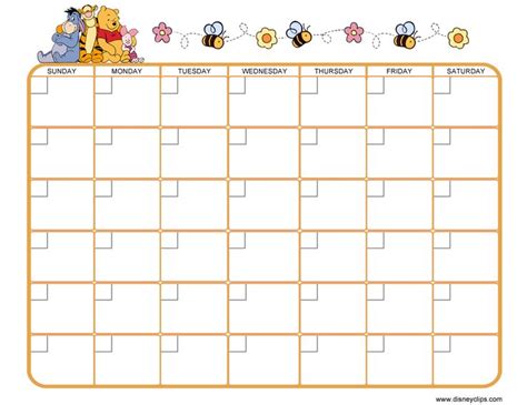 Winnie The Pooh Calendar Disney Calendar Pooh Planner Template