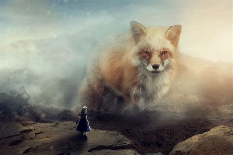 Fantasy Giant Fox Photo Manipulation Behance