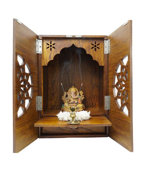 Birdy Teak Finish Pooja Mandir With Door Birdy Furniture