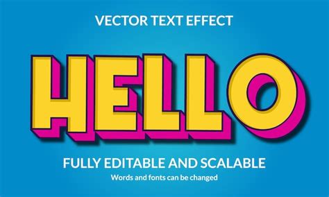 Hola Efecto De Estilo De Texto D Editable Vector Premium