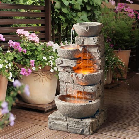 Buy Teamson Home Outdoor Cascading Bowls And Stacked Stone 6 6 Gallons