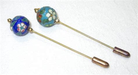 2 Cloisonné Hat Or Scarf Pins