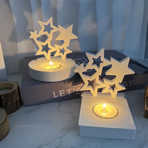 Double Star Candle Holder Silicone Mold Ornaments Five Pointed Stars