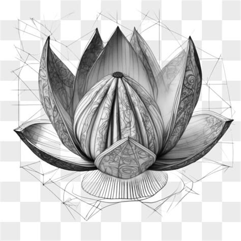 Download Abstract Lotus Flower Drawing With Geometric Shapes Sketches Online Creative Fabrica