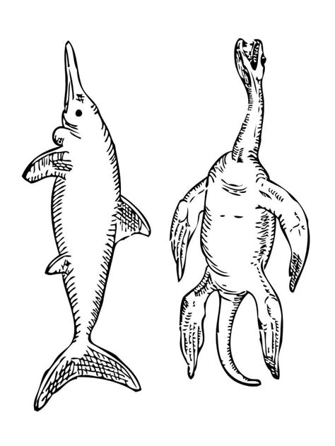 Ichthyosaur And Plesiosaurus Coloring Pages Coloring Cool