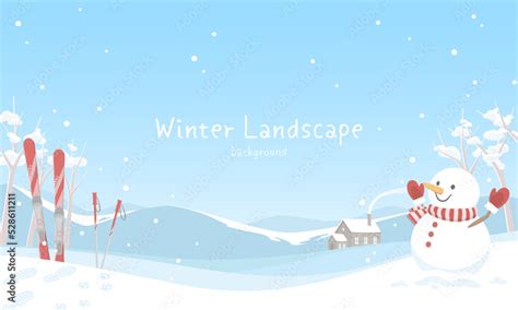 Vector illustration of winter banner background. Snow landscape concept. Stock Vector | Adobe Stock