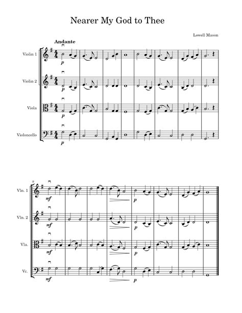 Nearer My God To Thee Lowell Mason Sheet Music For Violin Viola