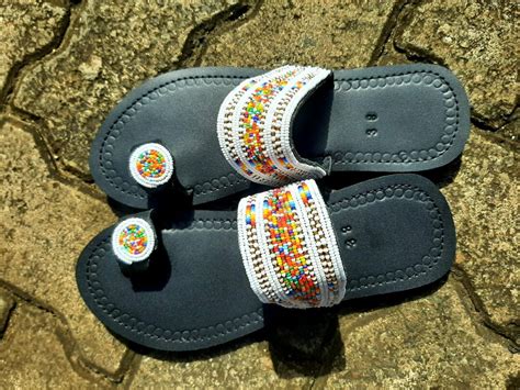 African Beaded Leather Sandals Beaded Leather Sandals Kenyan Sandals