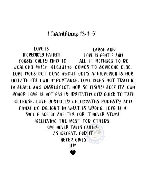 1 Corinthians 13: 4-7-1 Corinthians 13 4 7 Printable-love is - Etsy