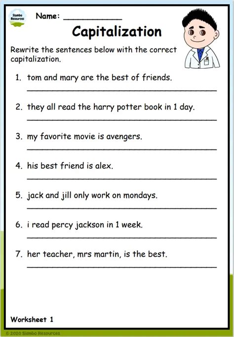 Capitalizing Titles Worksheet 3rd Grade