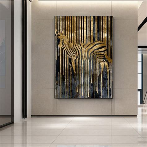 R De Desconto Arte Abstrata De Ouro Zebra Nordic Pintura Da