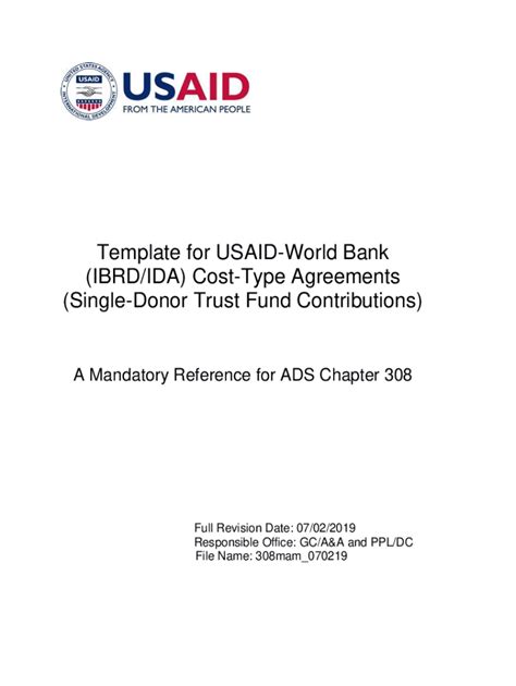 Fillable Online ADS Reference 308mam Template For USAID World Bank