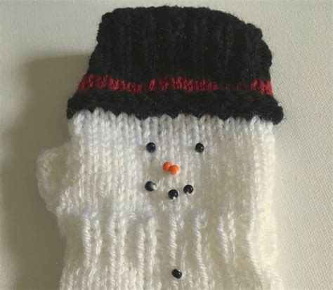 Snowman Fingerless Gloves White Winter Gloves Holiday Hand