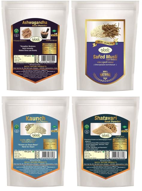 Safed Musli Ashwagandha Shatavari And Kaunch Seed Powder Gms