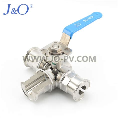 Hygienic Stainless Steel 3 Way Clamped Ball Valve With Mounting Pad