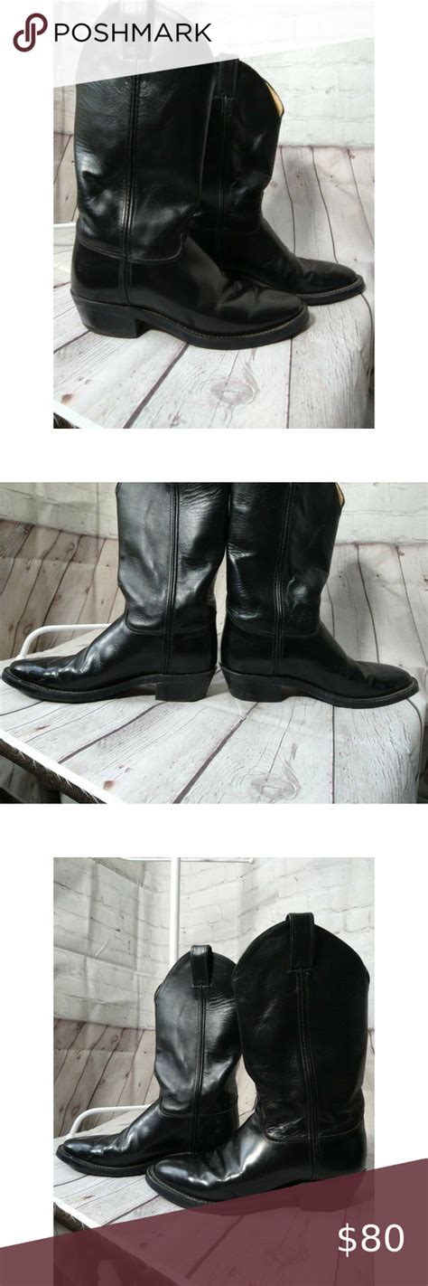 Justin Black Ropers Work Uniform Western Boots 3040 USA Mens 8 5 D Wmns