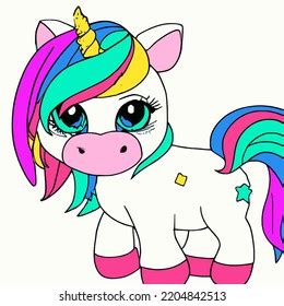 Cute Unicorn Rainbow Hair Stock Vector (Royalty Free) 2204842513 | Shutterstock