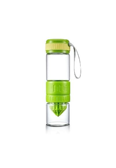 Lemon Squeeze Tempered Glass Water Bottle Green