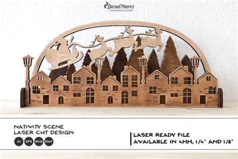 Christmas Village Laser Cut Design Christmas Mantel Decor