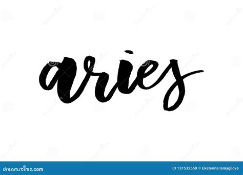 Aries Lettering Calligraphy Brush Text Horoscope Zodiac Sign Stock