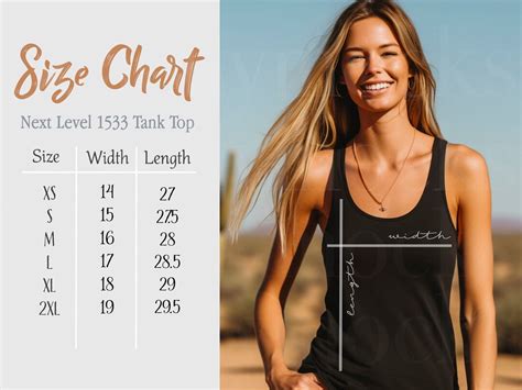 Next Level 1533 Model Size Chart Next Level Womens Racerback Tank Size Chart Next Level 1533