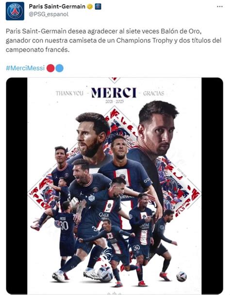 Lionel Messi PSG agradece al argentino por los títulos ganados en la