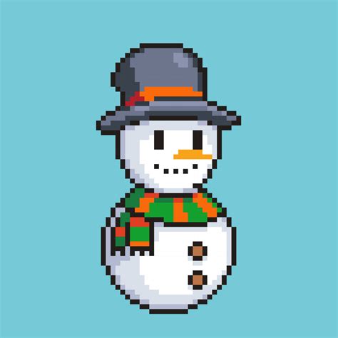 icono de muñeco de nieve de estilo pixel art completamente editado