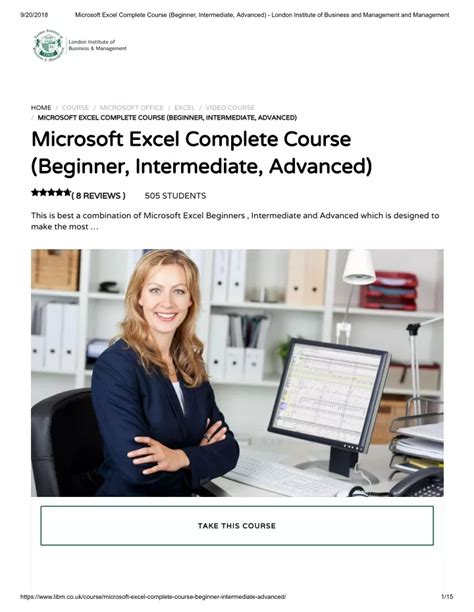 PPT Microsoft Excel Complete Course Beginner Intermediate Advanced