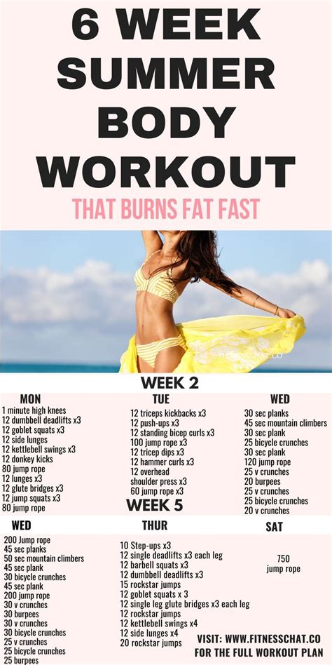 Week Summer Body Workout Plan Your Bikini Body Workout Plan In