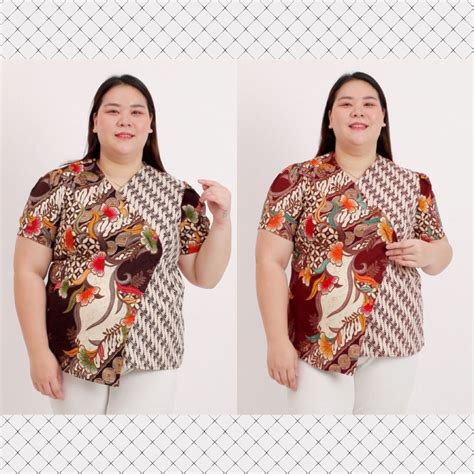 Jual Baju Blouse Atasan Batik Wanita Jumbo Big Size Ld 120cm Xxl Xxxl