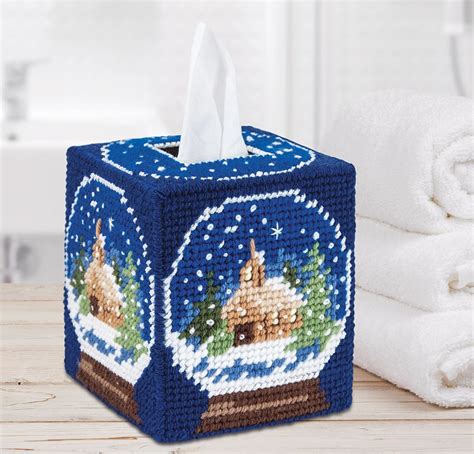 Mary Maxim Winter Snow Globe Tissue Box Cover Christmas Seasonal