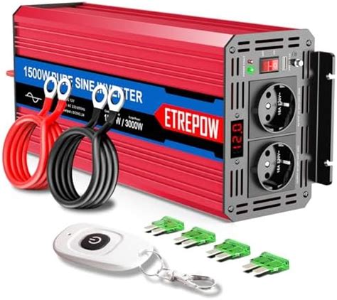 ETREPOW Inversor 12V 220v Onda Pura 1500W 3000W Convertidor De Voltaje