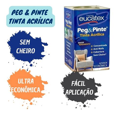 Tinta Econômica Eucatex Peg Pinte Sem Cheiro 18l Cores Parcelamento